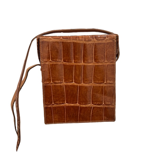 MAXIMA MADE IN ITALY BROWN ALLIGATOR MINI CROSSBODY HARD CASE - Picture 4 of 10